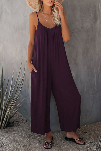 Women's Pleated Chest Cross-Strap Jumpsuit