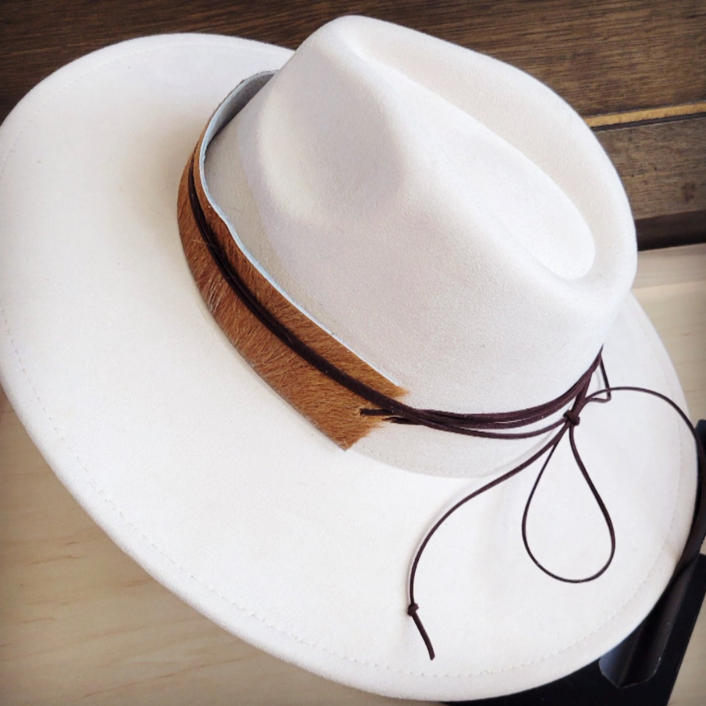 Wide Hair Hide Leather Tan Hat Band Only 954h