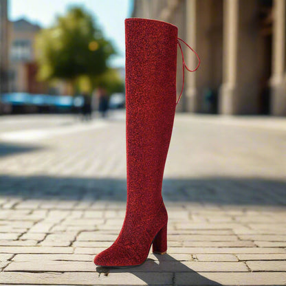 Plus-Size Over The Knee Long Boots for Women – Chunky Heel Nightclub Platform