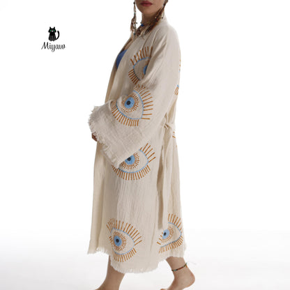 Evil Eye Inspired Blue Caftan - Wholesale Boho Chic Essential