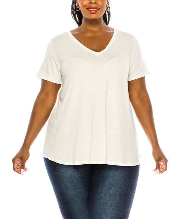 Bamboo V Neck Top Plus Size