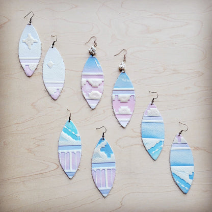 **Leather Oval Earring-Pastel Navajo 224v