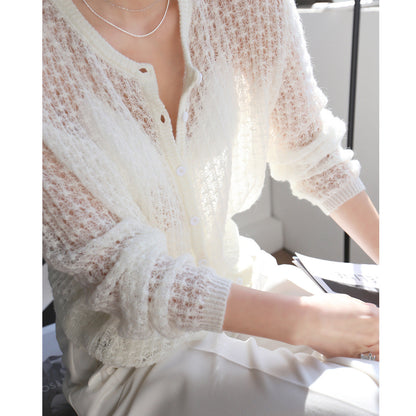Women’s Mohair Crochet Knit Cardigan