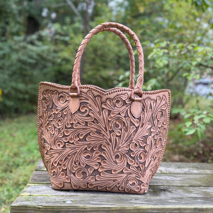 Hand-Tooled Leather Extra Large Tote "IBIZA" more colors
