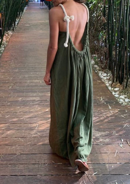 Handmade Backless Maxi Beach Dress ZOE, Organic Cotton