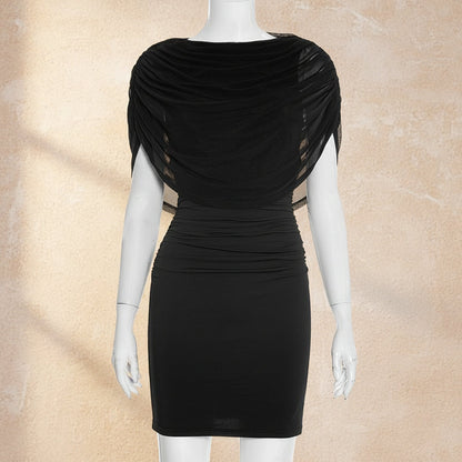 Women's Sleeveless Bodycon Midi Dress with Mesh Paneling – High Waist