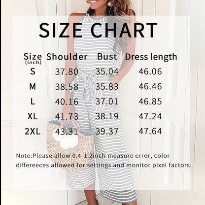 Casual Striped Jumpsuits Summer Cap Sleeve Wide Leg Jumper