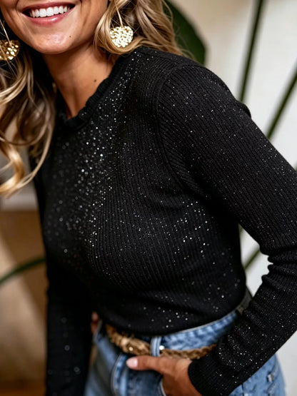 Ribbed Long Sleeve Knit Top