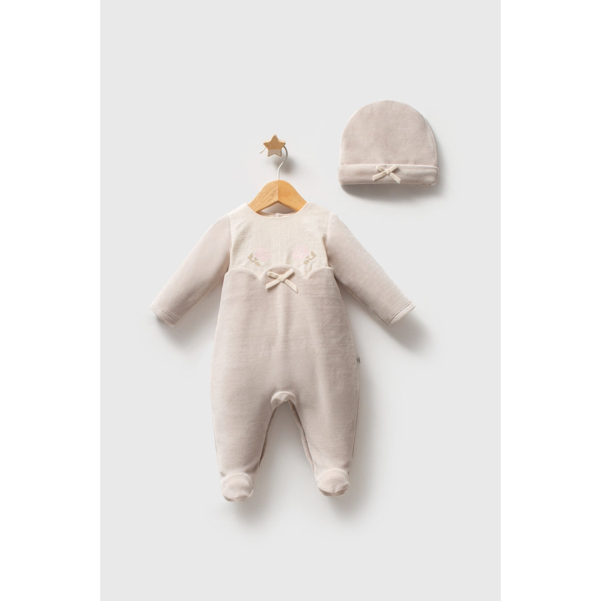 Baby Velvet Embroidered Romper | Soft Long Sleeve Baby One-Piece