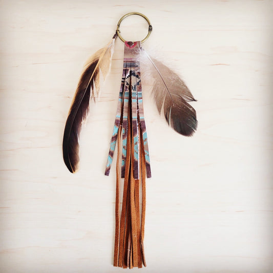 Boho Western Leather Boot Bling Charm w/ Navajo Fringe 500x