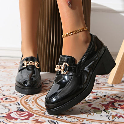 Women's Bowtie Round Toe Low Heel Pumps – Wide Size PU Casual Shoes