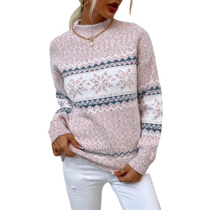 Women’s Snowflake Pullover Sweater — Cozy Winter Knit Top