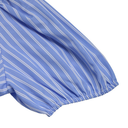 Women’s Striped Tie-Front Puff Sleeve Mini Dress