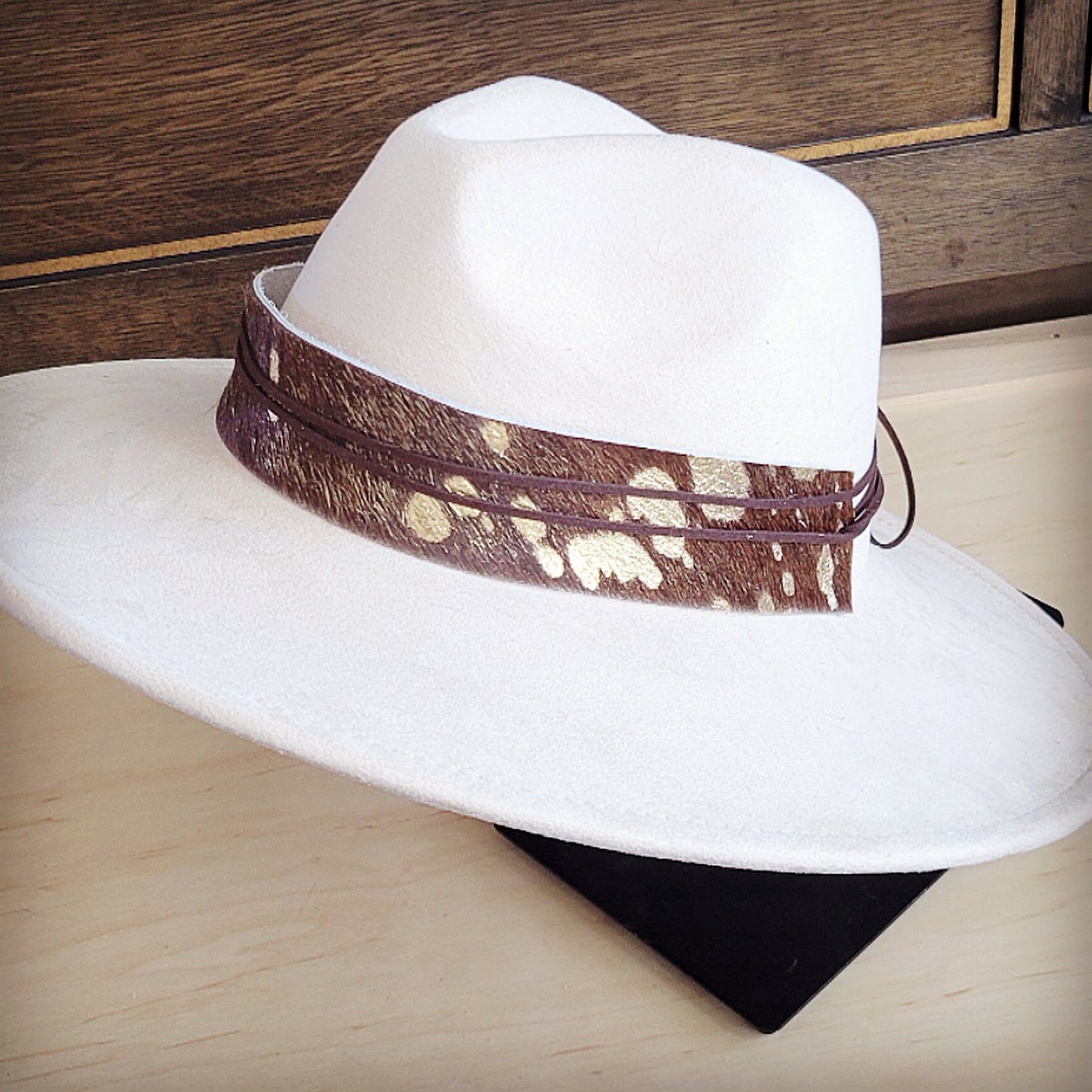 Wide Hair Hide Mixed Metallic Hat Band Only 954e