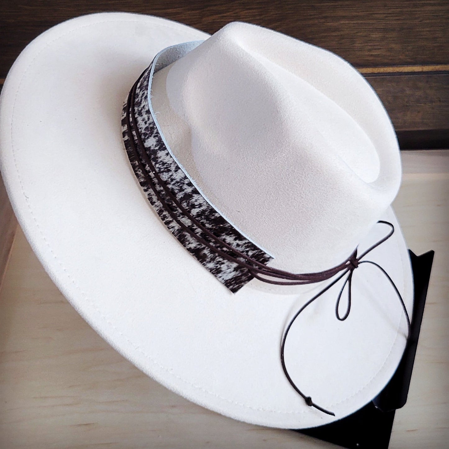 Wide Genuine Hair Hide Black Spotted Hat Band Only 953x
