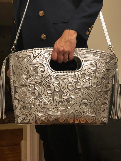 Hand Tooled Leather Tote "TUBO" by ALLE, more Colors