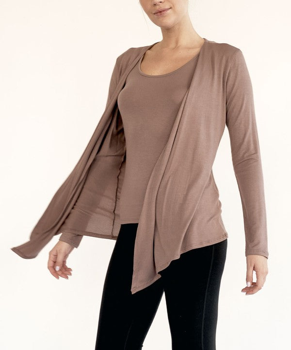 Bamboo Simple Tie Front Cardigan