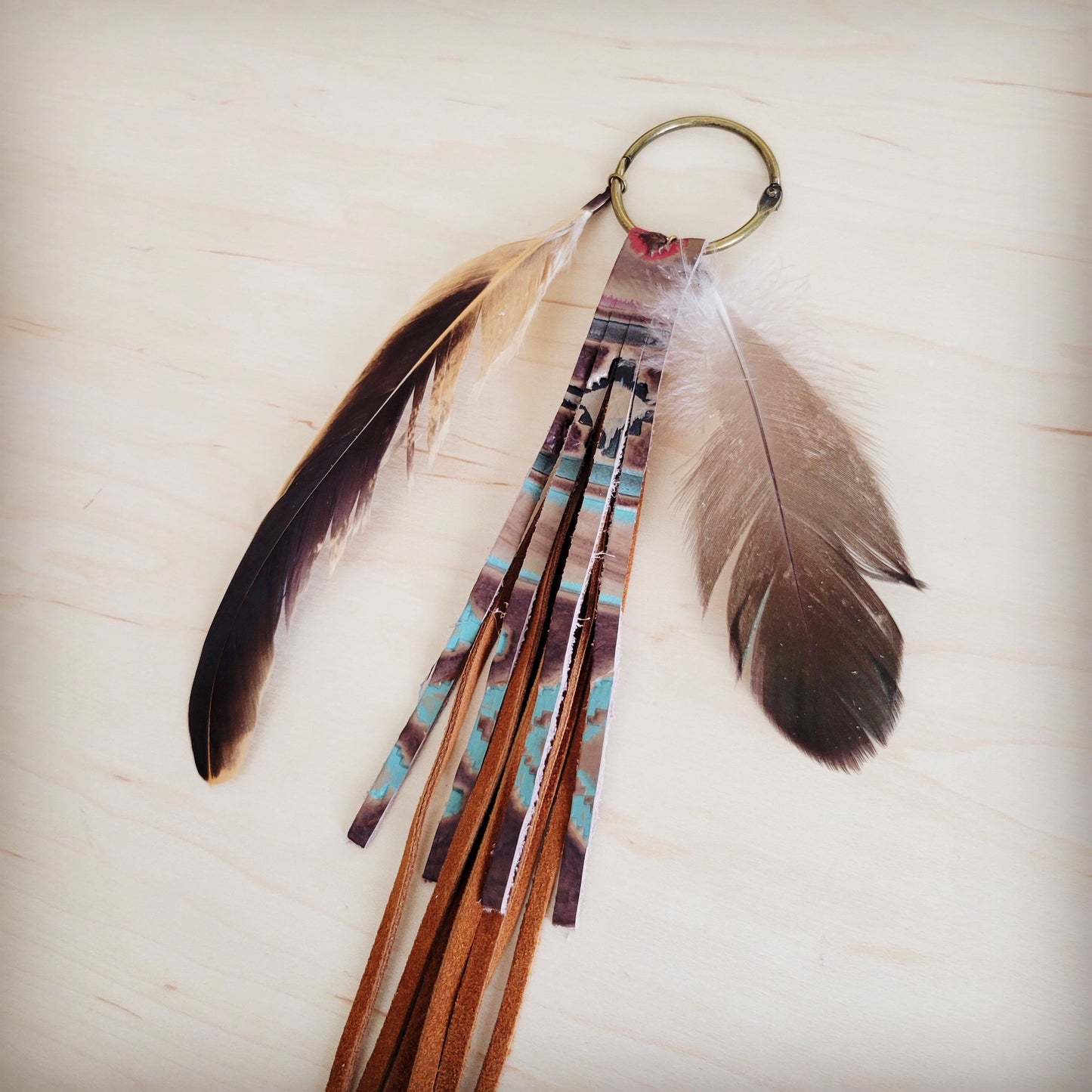 Boho Western Leather Boot Bling Charm w/ Navajo Fringe 500x