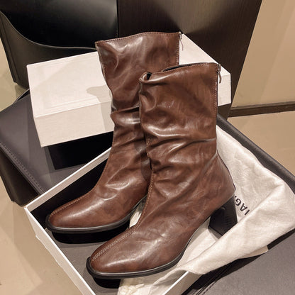 Large Size Women’s High Heel Plus-Width Ankle Boots – Autumn/Winter