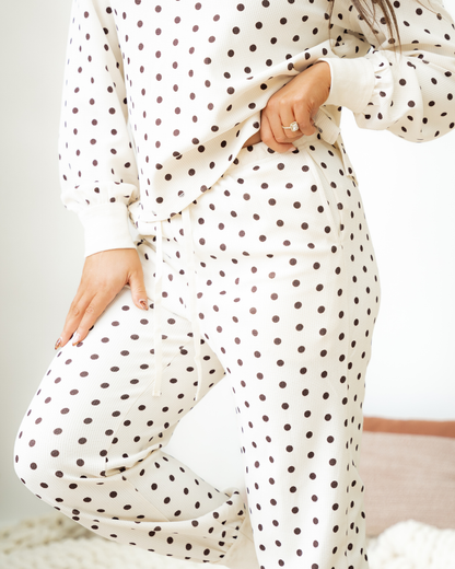 Liliana Polka Dot Print Pullover Drawstring Jogger Pants Pajama Set