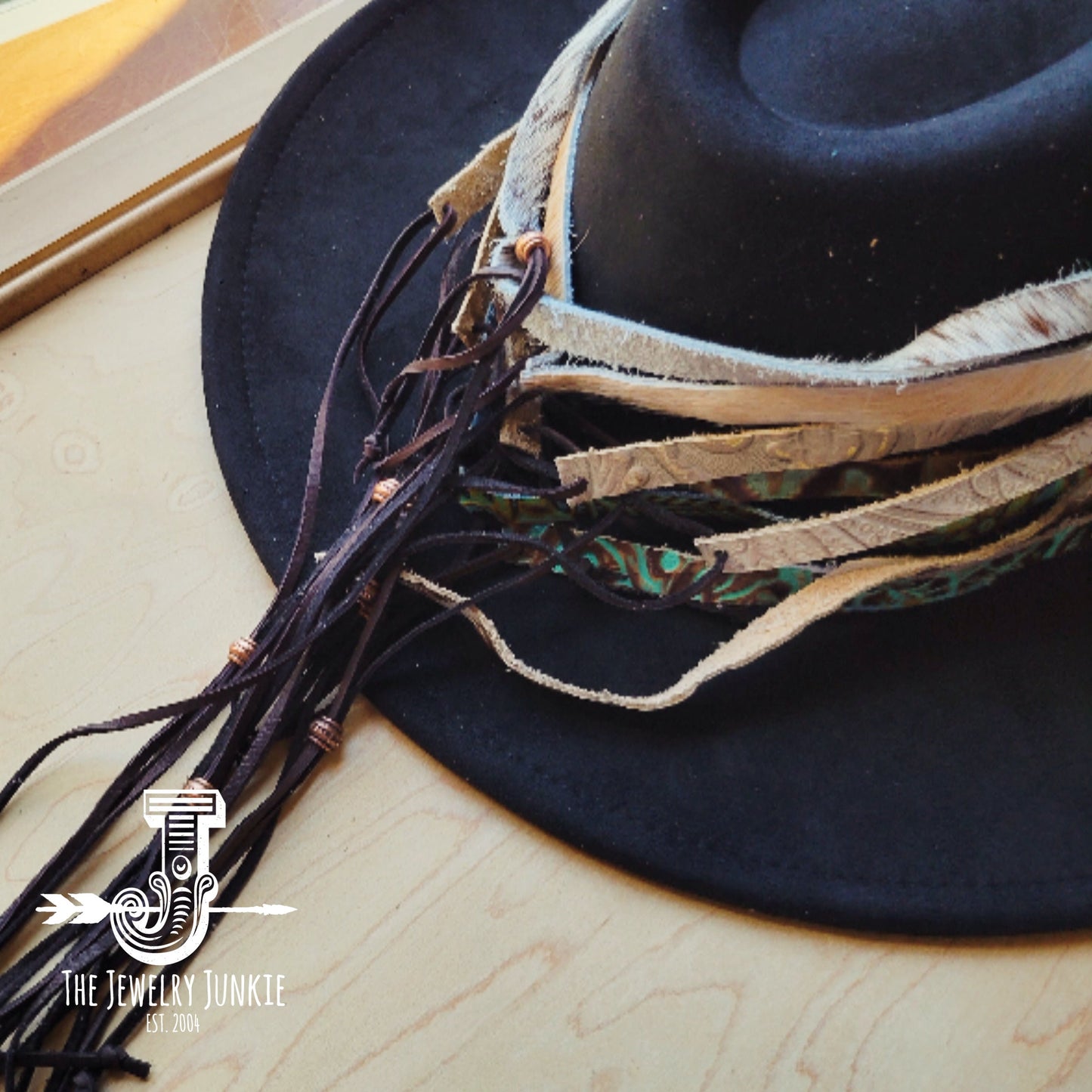 **Napolis Turquoise Brown Embossed Leather Hat Band Only 951L