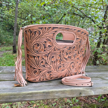 Hand Tooled Leather Tote "TUBO" by ALLE, more Colors