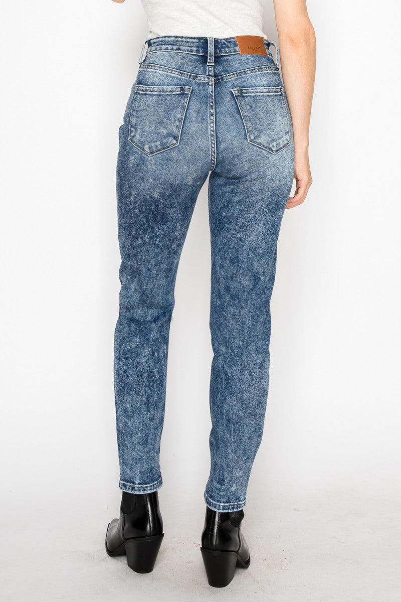 Aubree High Rise Stretch Distressed Mom Jeans