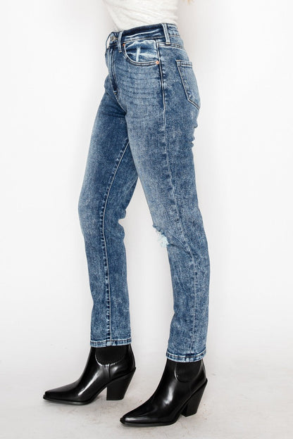 Aubree High Rise Stretch Distressed Mom Jeans