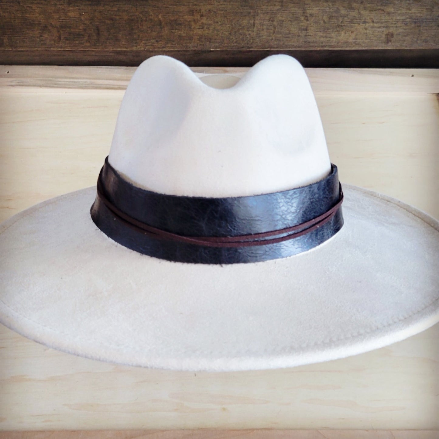 Wide Genuine Leather Black Hat Band Only 953y