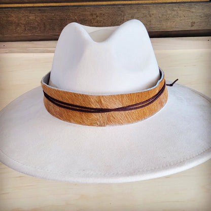 Wide Hair Hide Leather Tan Hat Band Only 954h
