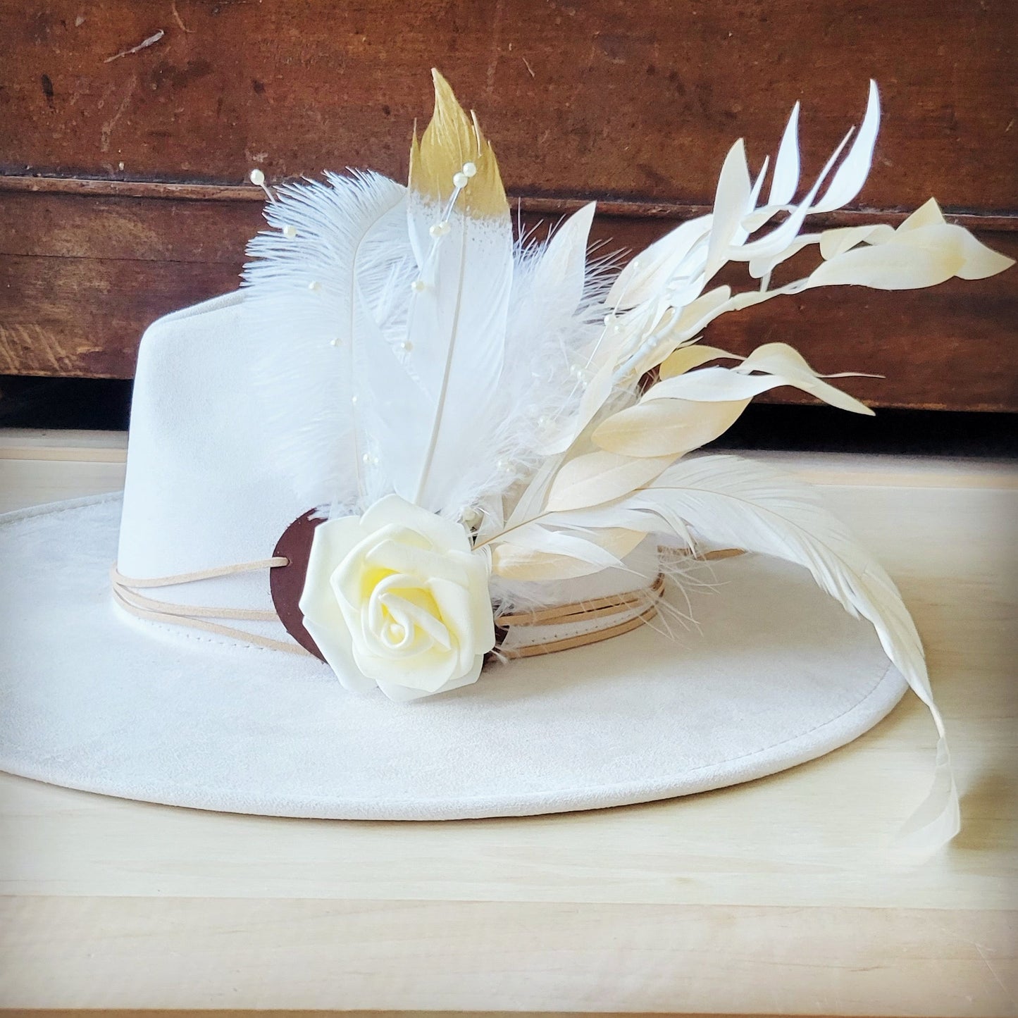 Boho Western Wedding Floral Bridal Hat Band Only 984v