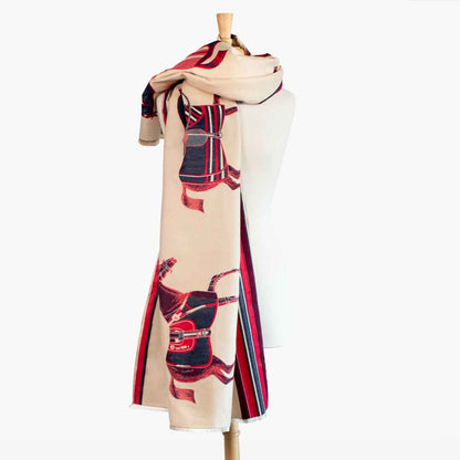 Equus -  Crimson Equestrian Motif Luxe Shawl