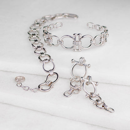 Bocara - Horse Bit Chain Link Equestrian Necklace in Silver