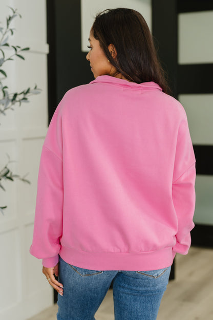 Bonbon Delight Half Zip Pullover in Pink