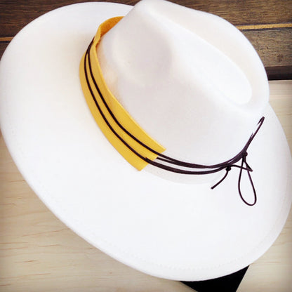 Wide Genuine Leather Mustard Hat Band Only 954k