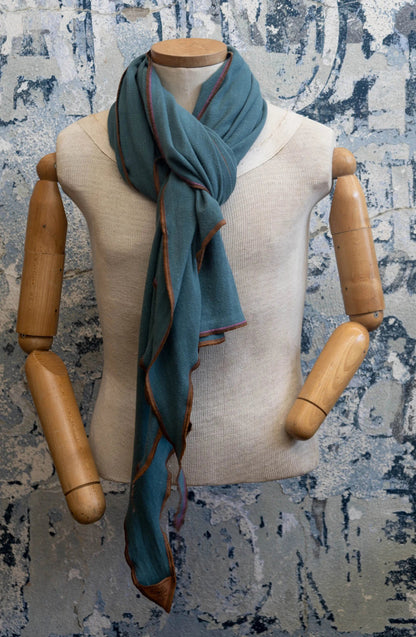 Teal Crossroads Linen Scarf