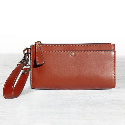 Caravel Wristlet Clutch - Luxury Leather Handbag in Cognac