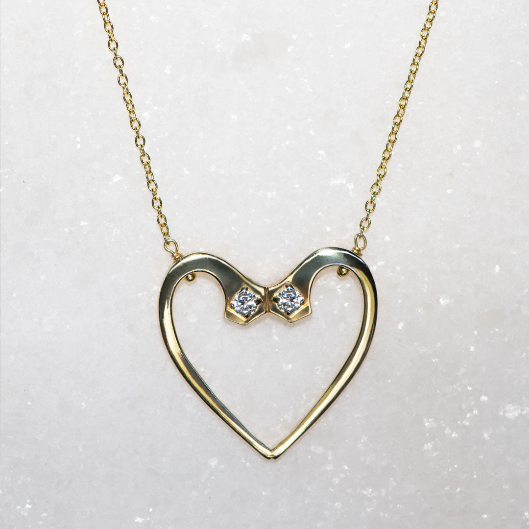 Charmed - Mossanite Equestrian Horseshoe Nail Head Necklace in Gold
