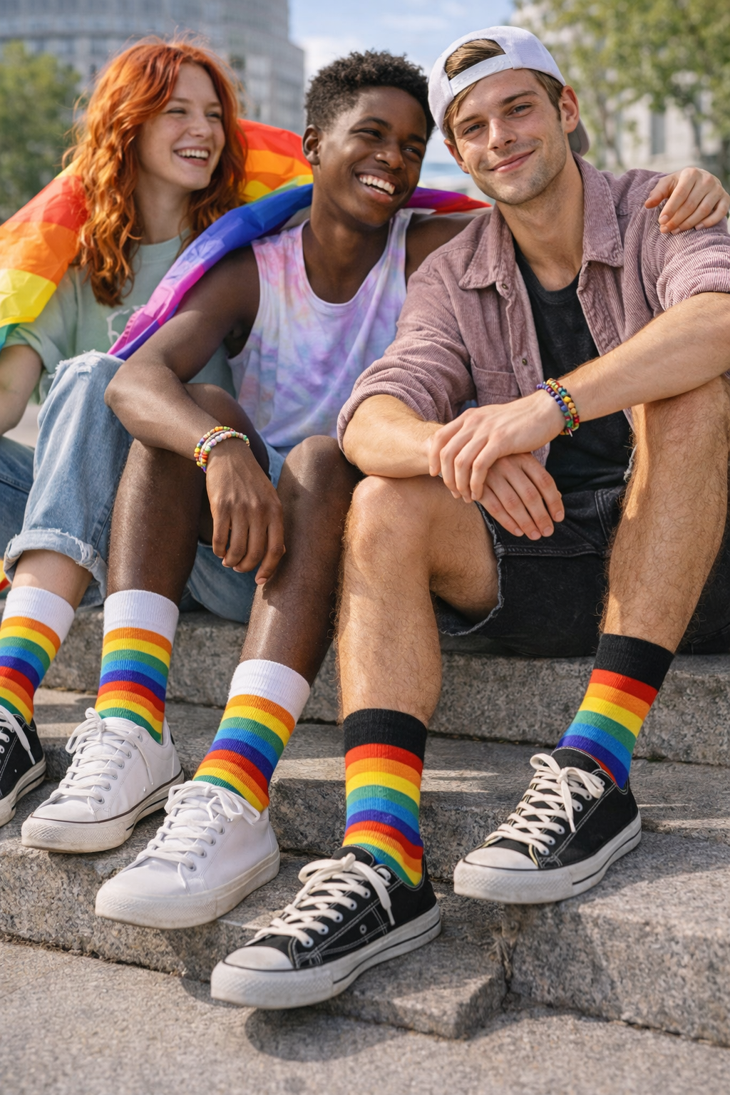 LGBTQ+ Pride Rainbow Crew Socks – For Every Identity | One Size Fits Most | Black or White | Pride Gift Socks