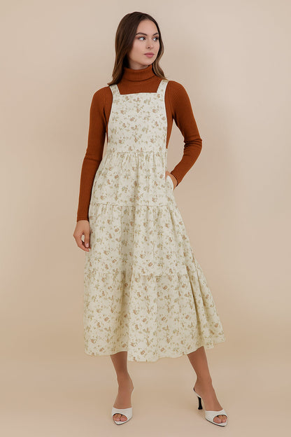 Shay Overall Dress in Ivory Floral - Kids