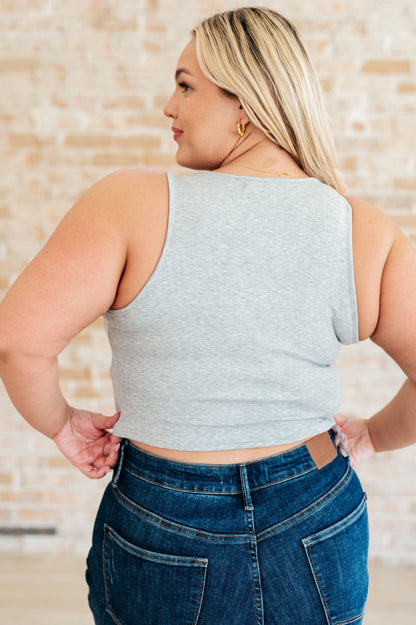 Cream of the Crop Rib Knit Tank Top in Grey