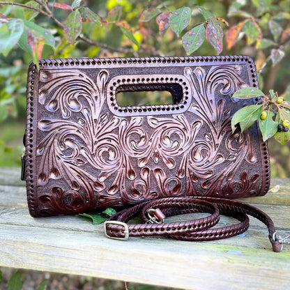 Hand-Tooled Leather Large Clutch Bag "ENVELOPE" by ALLE more Colors