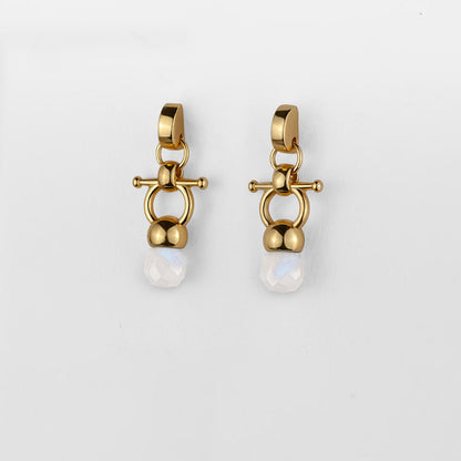 Briolette - Moonstone Horse Bit Equestrian Earring in Gold