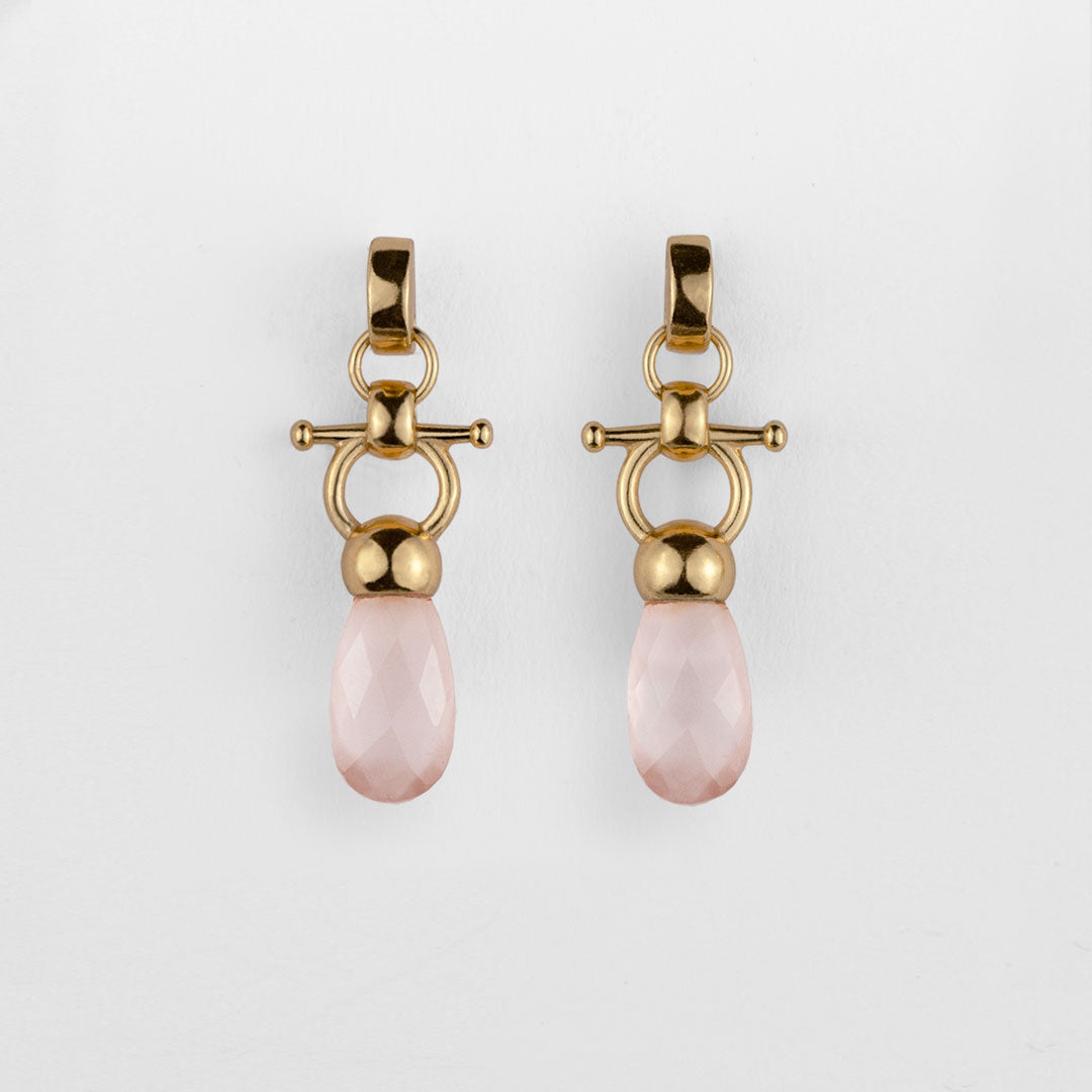 Droplette - Rose Quartz Equestrian Horse Bit Necklace in Gold