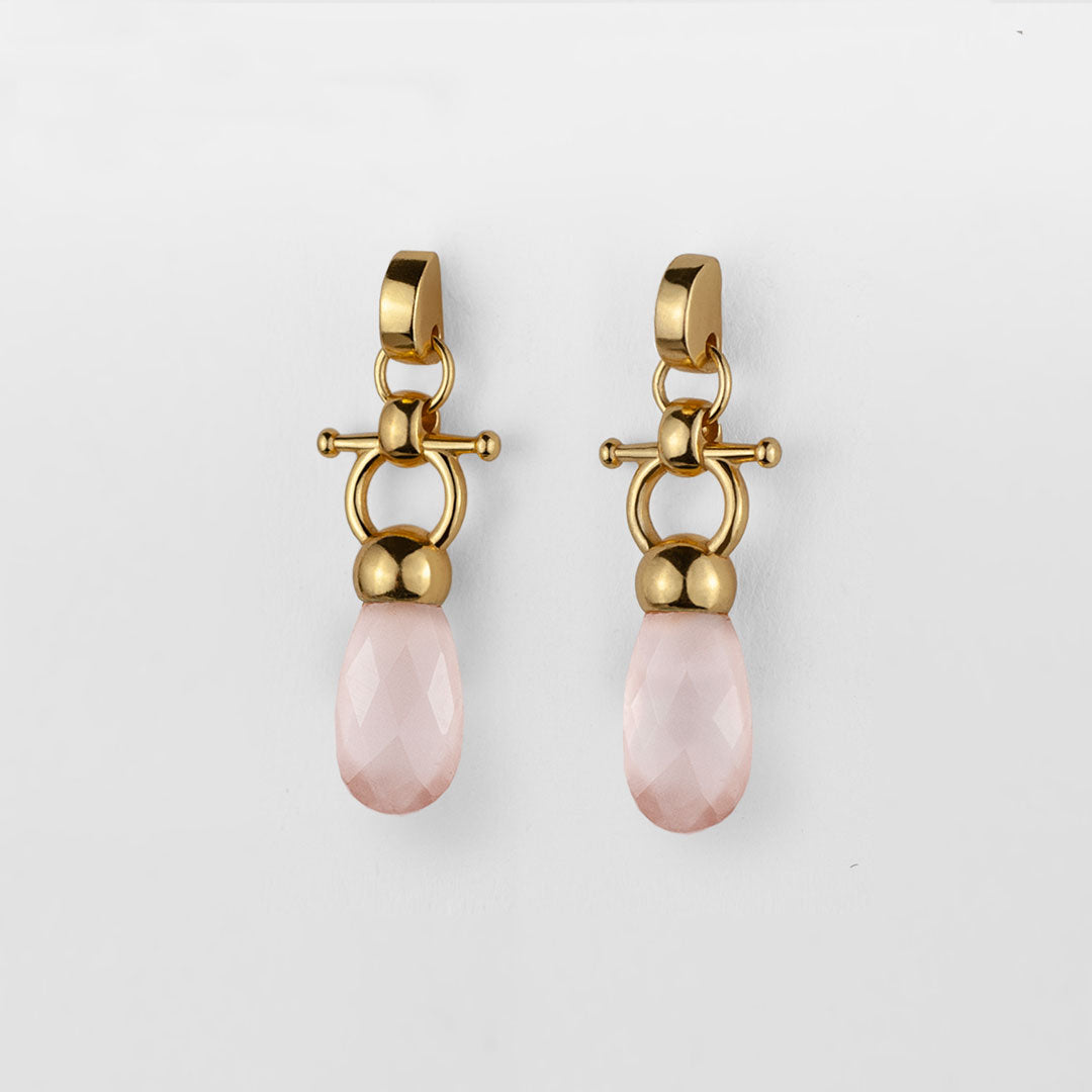Droplette - Rose Quartz Equestrian Horse Bit Necklace in Gold