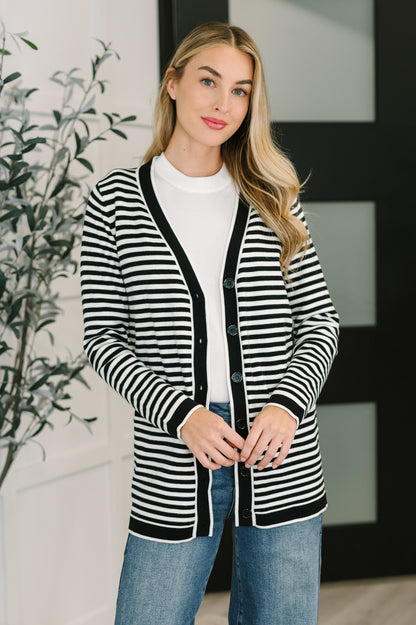 Finagle Your Way Striped Cardigan