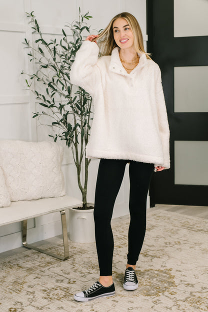 Fluffy Flurry Snap Button Pullover