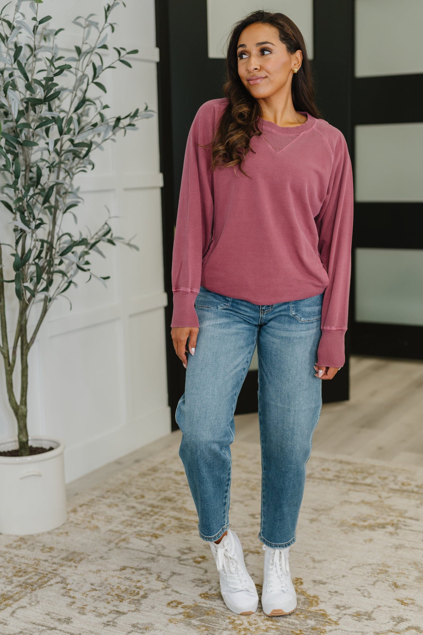 For the Experience Relaxed Pullover in Cabernet