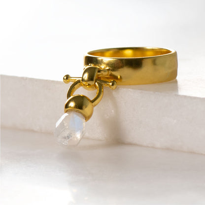 Droplette - Moonstone Equestrian Horse Bit Necklace in Gold