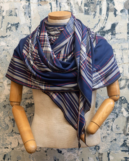 Harbor Plaid Silk Scarf